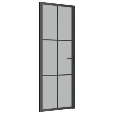 vidaXL Interiérové dveře 76 x 201,5 cm černé matné sklo a hliník