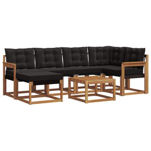 vidaXL Venkovn&iacute; pohovkov&aacute; souprava s pol&scaron;t&aacute;řem 7 pcs Přirozen&aacute; a čern&aacute;