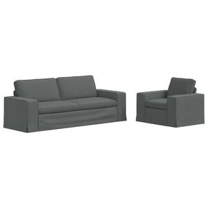 vidaXL Set pohovek 2 ks Tmavě &scaron;ed&aacute; textil