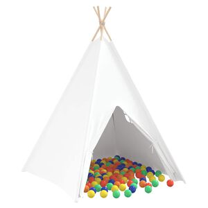 vidaXL Teepee stan B&iacute;l&aacute; 120 x 120 x 150 cm Textil a Plast