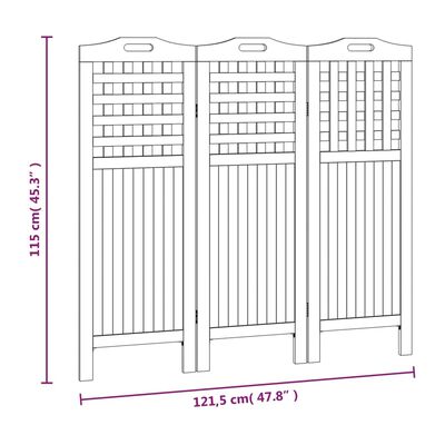 vidaXL 3dílný paraván 121,5 x 2 x 115 cm masivní akáciové dřevo
