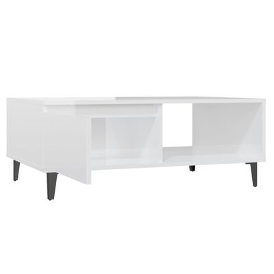 vidaXL Konferenční stolek bílý vysoký lesk 90 x 60 x 35 cm dřevotříska
