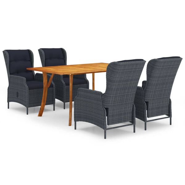 vidaXL 5d&iacute;ln&yacute; zahradn&iacute; j&iacute;deln&iacute; set tmavě &scaron;ed&yacute;