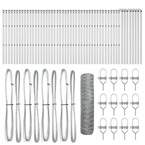 vidaXL Plotov&yacute; sloupek. Stř&iacute;brn&aacute; 100 x 0,5 m (50 mm s&iacute;ťovina) Ocel