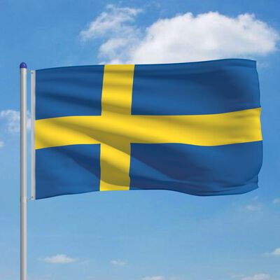 vidaXL Švédská vlajka a stožár hliník 6 m