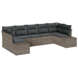 vidaXL Sada zahradn&iacute;ch pohovek s &uacute;loži&scaron;těm 7 pcs &Scaron;ed&aacute; Poly ratan