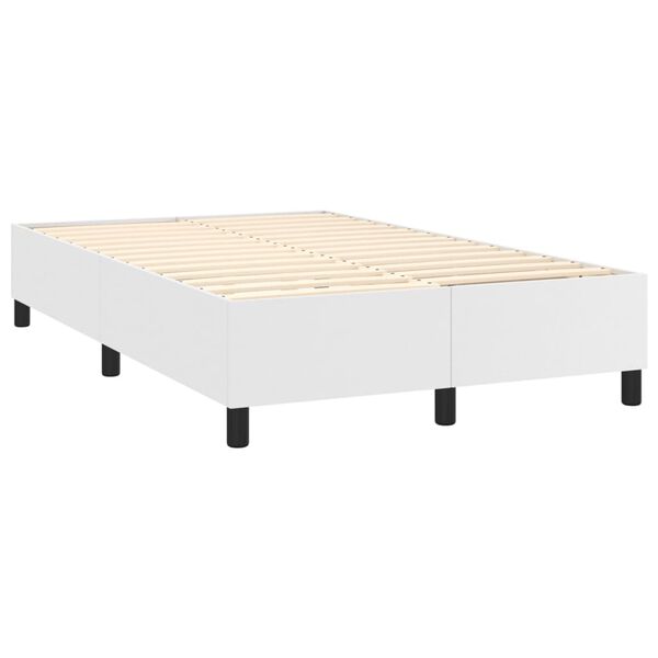 vidaXL Box spring postel s matrac&iacute; b&iacute;l&aacute; 120x200 cm uměl&aacute; kůže