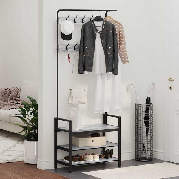 vidaXL Vě&scaron;&aacute;k na kab&aacute;ty &Scaron;ed&aacute; Sonoma 75 x 34 x 184 cm Kompozitn&iacute; dřevo