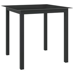 vidaXL Zahradn&iacute; stůl čern&yacute; 80 x 80 x 74 cm hlin&iacute;k a sklo