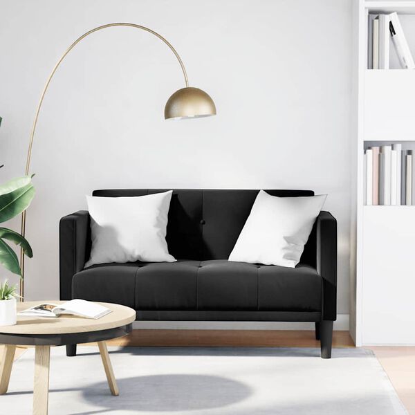 vidaXL Loveseat Sofa čern&aacute; 111 cm samet