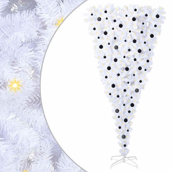 vidaXL Uměl&yacute; v&aacute;nočn&iacute; stromeček s stojanem B&iacute;l&aacute; 240 cm PVC a Ocel