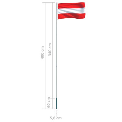 vidaXL Rakouská vlajka a stožár hliník 4 m