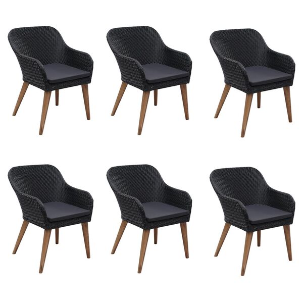 vidaXL 7dílný zahradní jídelní set černý