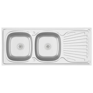 vidaXL Kuchyňsk&yacute; dvojit&yacute; dřez stř&iacute;brn&yacute; 1 200x500x155 mm nerezov&aacute; ocel