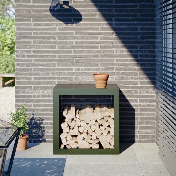 vidaXL Stojan na palivov&eacute; dřevo zelen&yacute; 60 x 40 x 60 cm ocel