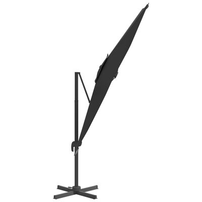 vidaXL Konzolový slunečník s LED černý 400 x 300 cm