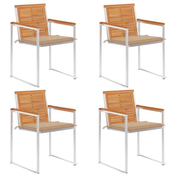 vidaXL Zahradní židle 4 ks s poduškami masivní akáciové dřevo