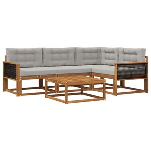 vidaXL Venkovn&iacute; pohovkov&aacute; souprava 5 pcs Přirozen&aacute; a Světle &scaron;ed&aacute;