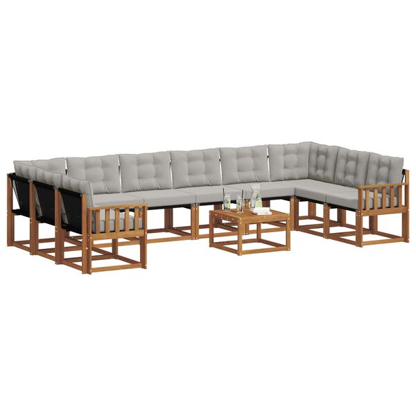 vidaXL Venkovn&iacute; pohovkov&aacute; souprava 11 pcs Př&iacute;rodn&iacute; a světle &scaron;ed&aacute;