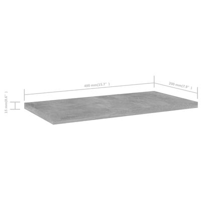 vidaXL Přídavné police 4 ks betonově šedé 40 x 20 x 1,5 cm dřevotříska