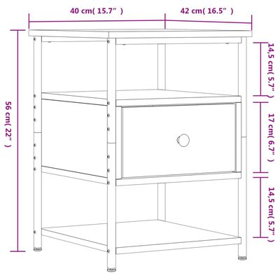 vidaXL Noční stolek šedý sonoma 40 x 42 x 56 cm kompozitní dřevo