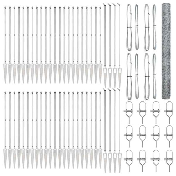 vidaXL Plotov&yacute; sloupek. Stř&iacute;brn&aacute; 100 x 1,6 m (50 mm s&iacute;ť) Ocel