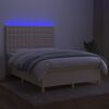 vidaXL Box spring postel s matrac&iacute; a LED kr&eacute;mov&aacute; 140x190 cm textil