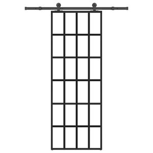 vidaXL Posuvn&eacute; dveře s kov&aacute;n&iacute;m 76x205 cm ESG sklo a hlin&iacute;k