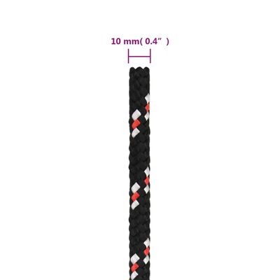 vidaXL Lodní lano černé 10 mm 100 m polypropylen