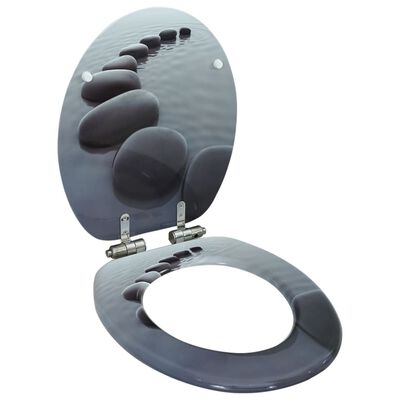 vidaXL WC sedátko s funkcí pomalého sklápění MDF motiv kamenů