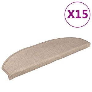 vidaXL Schodov&eacute; rohože 15 ks 56x17x3 cm b&eacute;žov&eacute;, půlkulat&eacute;