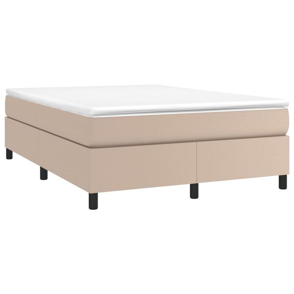 vidaXL Box spring postel s matrac&iacute; cappuccino 140x190 cm uměl&aacute; kůže