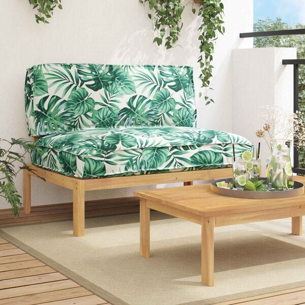 vidaXL Set pohovek Vzor listů 120 x 92 x 69 cm Masivn&iacute; ak&aacute;tov&eacute; dřevo