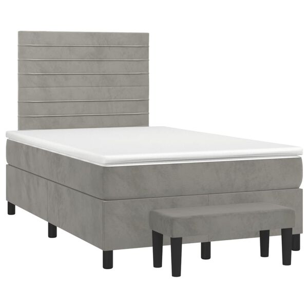 vidaXL Box spring postel s matrac&iacute; světle &scaron;ed&aacute; 120 x 200 cm samet