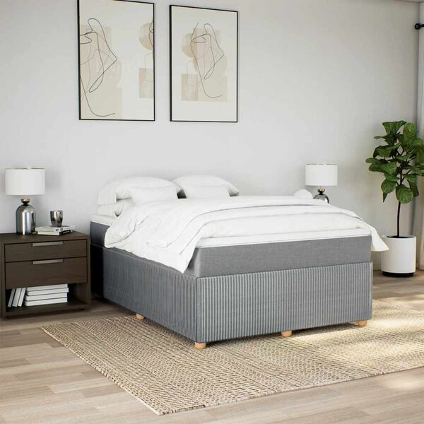 vidaXL Box spring postel s matrac&iacute; světle &scaron;ed&aacute; 160 x 200 cm textil