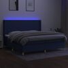 vidaXL Box spring postel s matrac&iacute; a LED modr&aacute; 200x200 cm textil