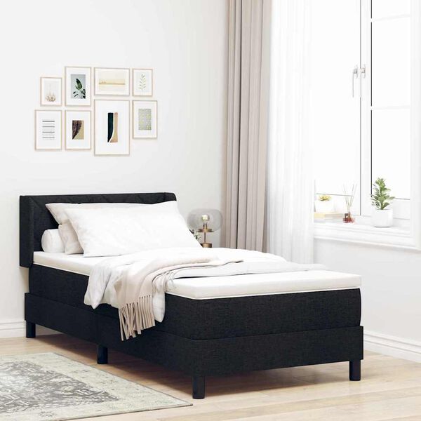 vidaXL Postel boxspring s matrac&iacute; s matrac&iacute; s čelo Čern&aacute; 90 x 200 cm