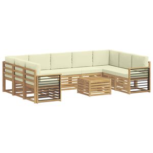 vidaXL Sedac&iacute; soupravy s pol&scaron;t&aacute;řem 10 pcs B&iacute;l&aacute; a kr&eacute;mov&aacute; Polyester
