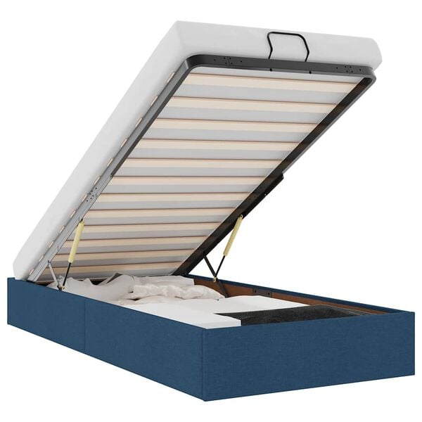 vidaXL Osmansk&yacute; r&aacute;m postele bez matrac&iacute; modr&aacute; 100x200 cm textil