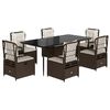 vidaXL 7dílný zahradní jídelní set s poduškami hnědý polyratan