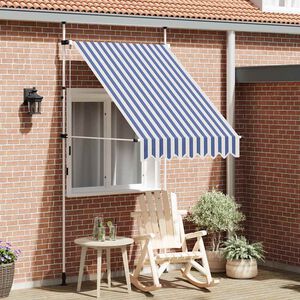 vidaXL Ručně zatahovac&iacute; mark&yacute;za 150 cm modro-b&iacute;l&eacute; pruhy