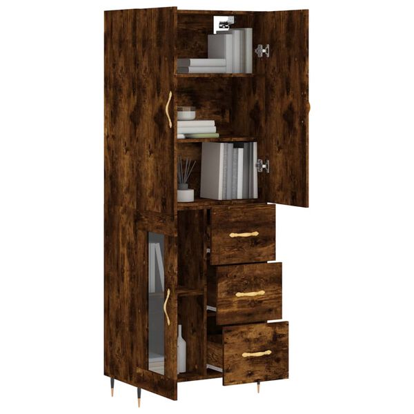 vidaXL Skř&iacute;ň highboard kouřov&yacute; dub 69,5 x 34 x 180 cm kompozitn&iacute; dřevo