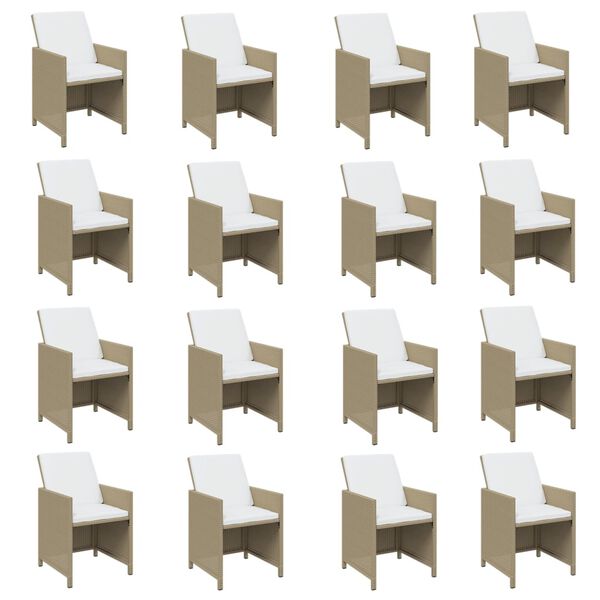 vidaXL 17d&iacute;ln&yacute; zahradn&iacute; j&iacute;deln&iacute; set s podu&scaron;kami b&eacute;žov&yacute; polyratan