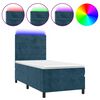 vidaXL Box spring postel s matrac&iacute; a LED tmavě modr&aacute; 80 x 200 cm samet