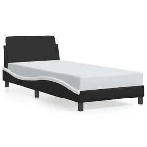 vidaXL R&aacute;m postele Dover čern&yacute; a b&iacute;l&yacute; 90 x 200 cm uměl&aacute; kůže