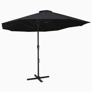 vidaXL Zahradn&iacute; slunečn&iacute;k s hlin&iacute;kovou tyč&iacute; 460 x 270 cm čern&yacute;