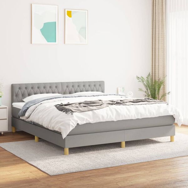 vidaXL Box spring postel s matrac&iacute; světle &scaron;ed&aacute; 180 x 200 cm textil