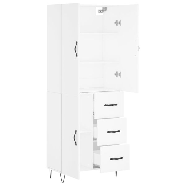 vidaXL Skř&iacute;ň highboard b&iacute;l&aacute; 69,5 x 34 x 180 cm kompozitn&iacute; dřevo