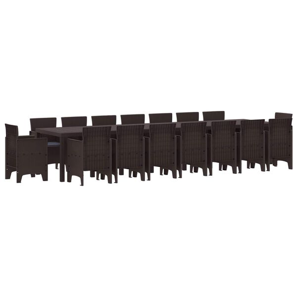 vidaXL Zahradn&iacute; j&iacute;deln&iacute; souprava s pol&scaron;t&aacute;ři 17 pcs Hněd&aacute; PP