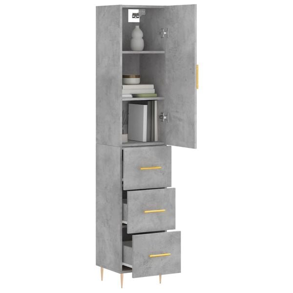 vidaXL Skř&iacute;ň highboard betonově &scaron;ed&aacute; 34,5x34x180 cm kompozitn&iacute; dřevo